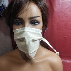 Adult Face Masks - Gold & White Sparkle - Filter Pocket - Roomy - Breathable